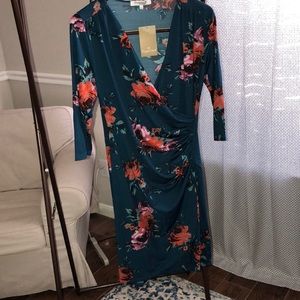 Floral faux-wrap maternity dress